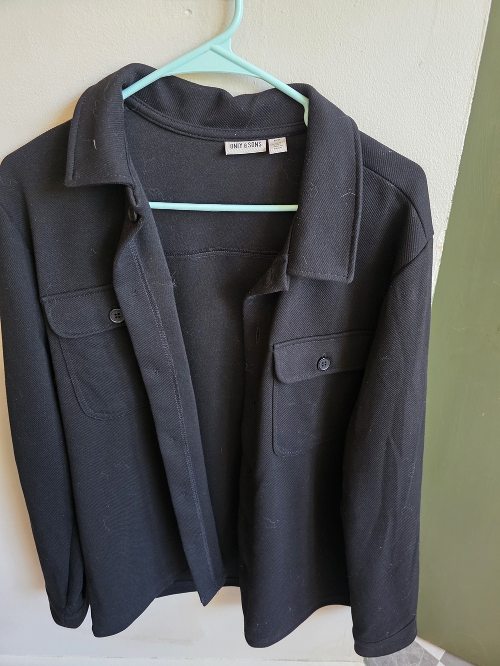ONLY & SONS Black Lightweight Shirt Jacket with Chest Flap Pockets